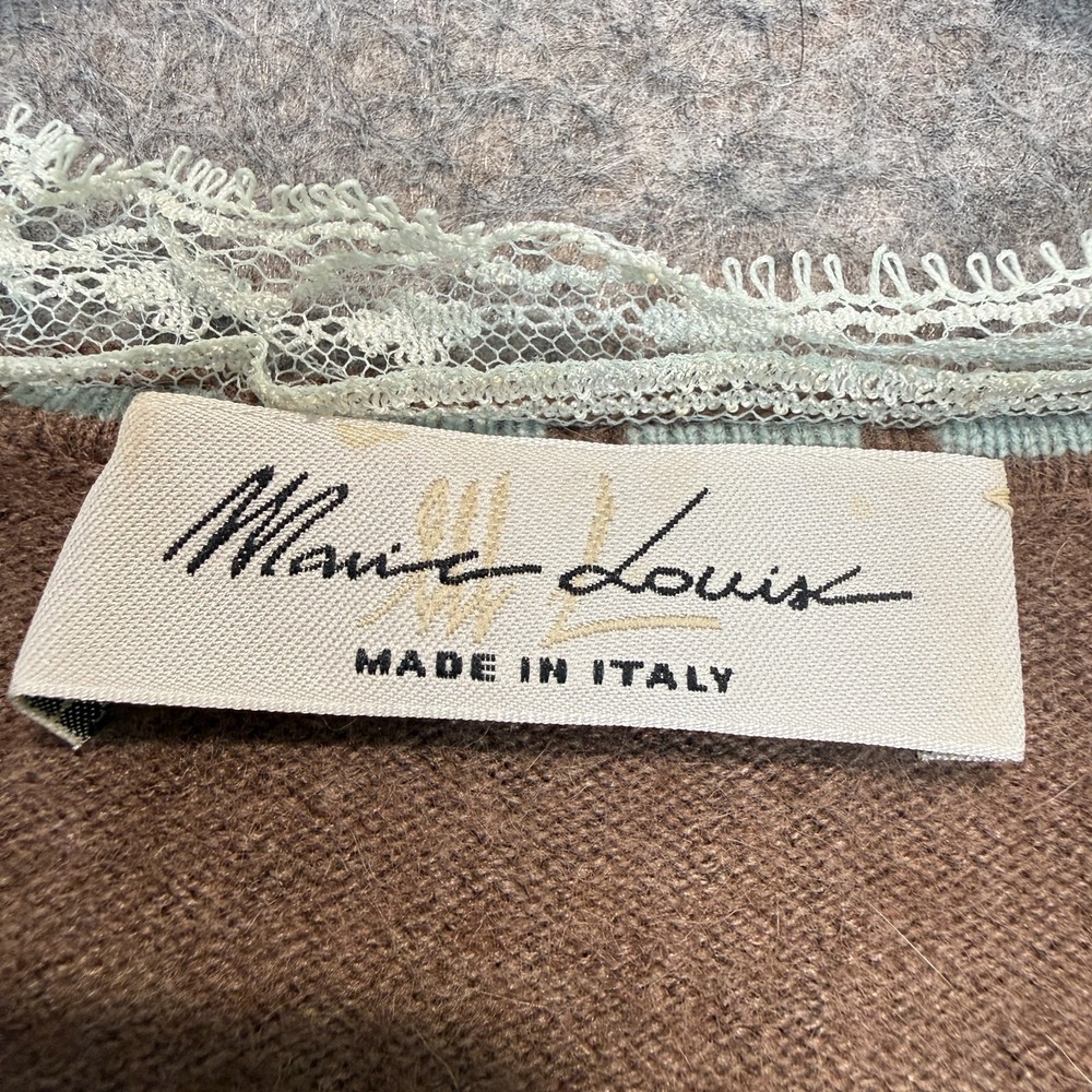 Marie Louis Italy Wool Sweater Womens 40 (US Small) Scalloped Lace Trim Knit - Picture 4 of 9